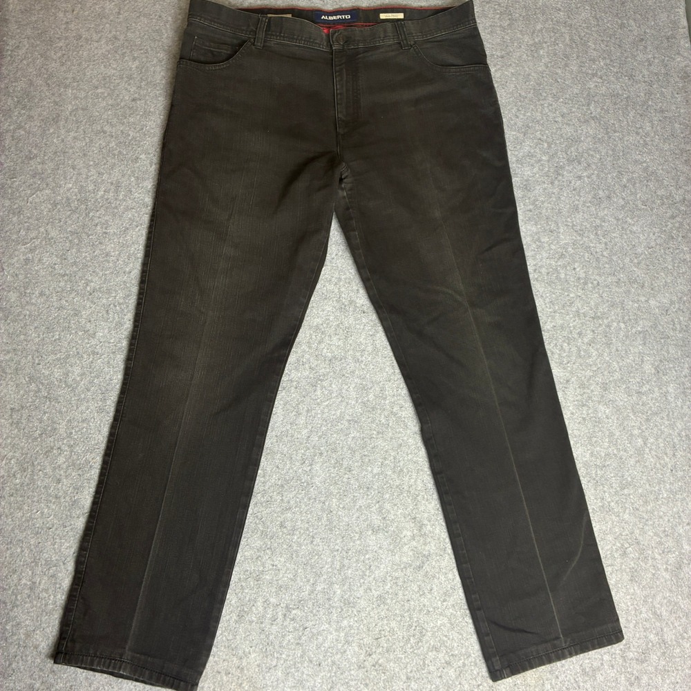 Alberto Stone Men's 40x33 Modern Fit T400 Denim Jeans Black Straight Leg